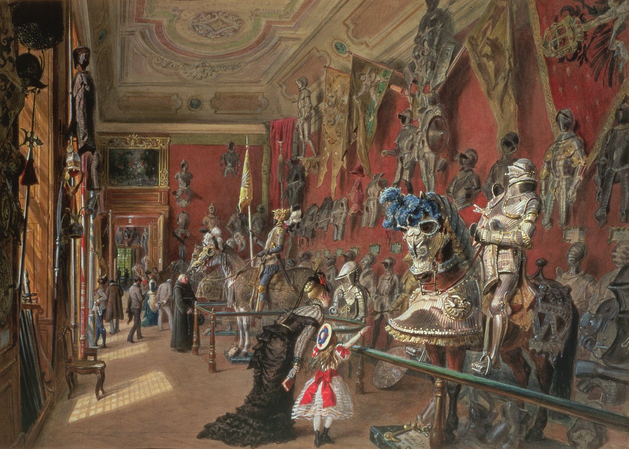 Druhá zbrojnice v galerii Ambraser v Dolním Belvederu, 1875 (wc) od Carl Goebel