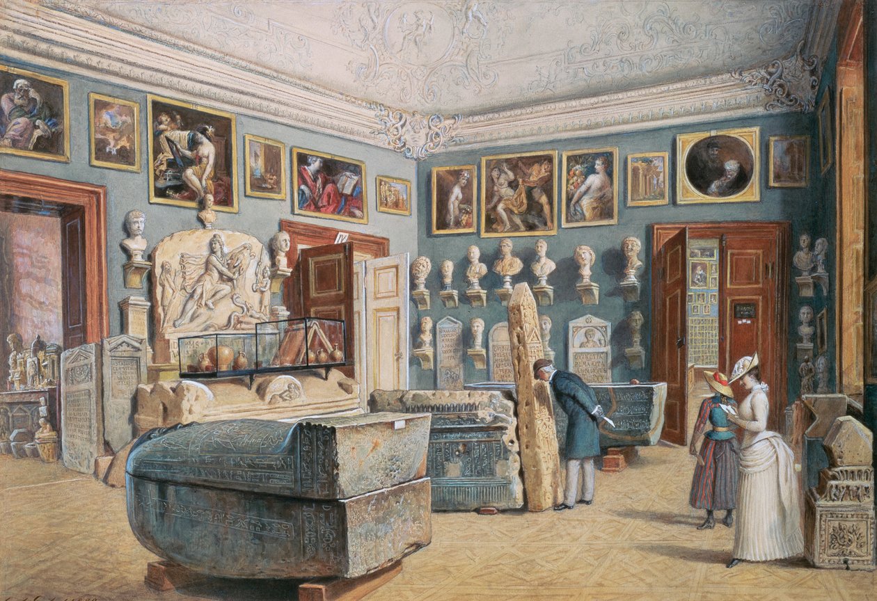 Místnost s Mithrami a egyptskými sarkofágy od Carl Goebel d. J.
