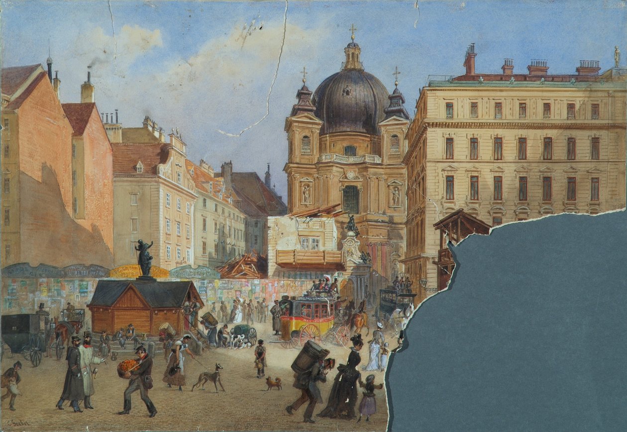 Peterskirche ve Vídni při pohledu z Graben od Carl Goebel d. J.