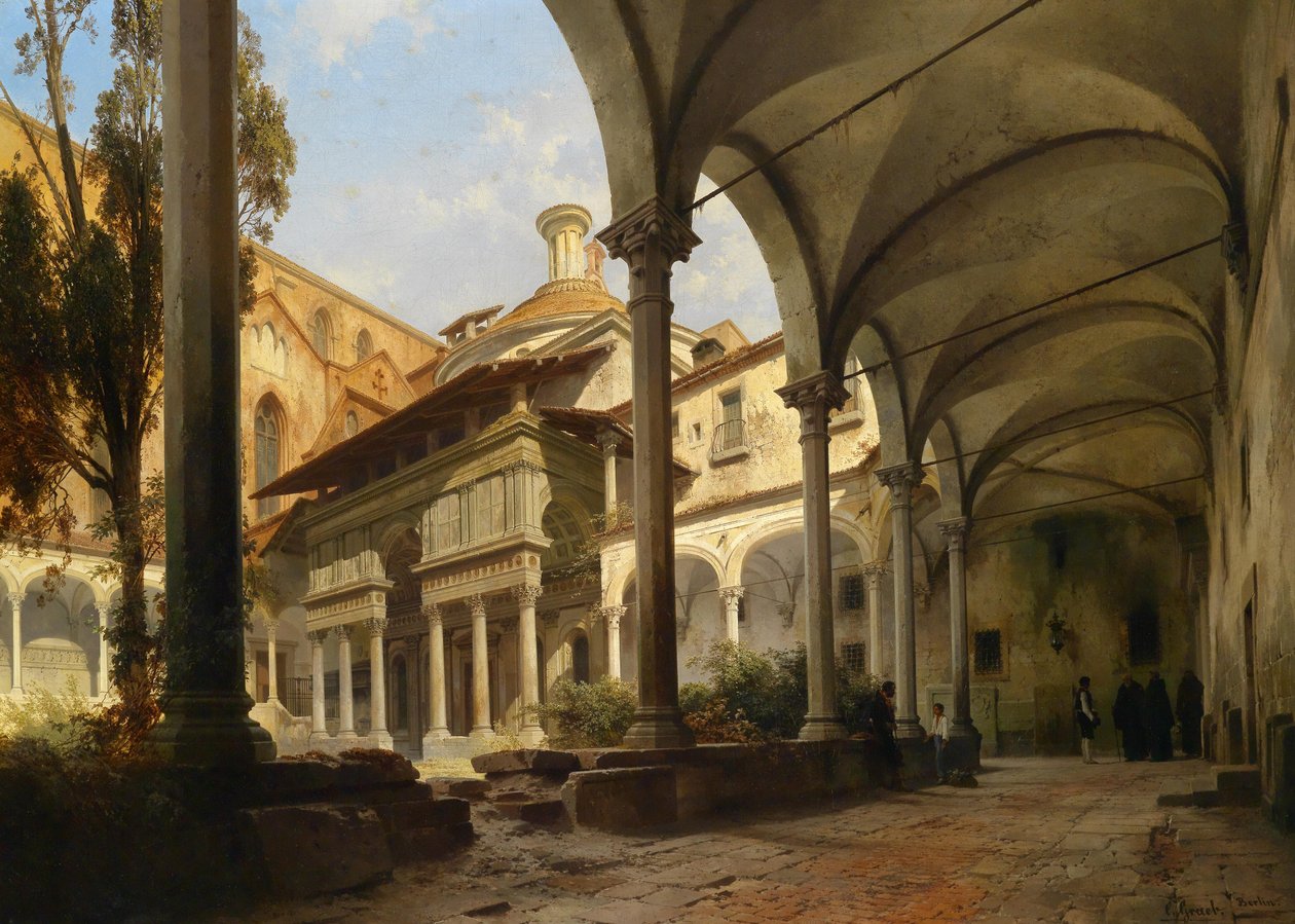 Hof mit Capella Pazzi od Carl Graeb