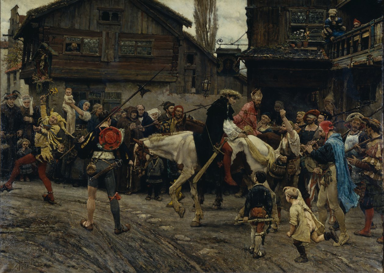 Potupný vstup Pedera Sunnanvadera a mistra Knuta do Stockholmu v roce 1526, 1879 od Carl Gustaf Hellqvist