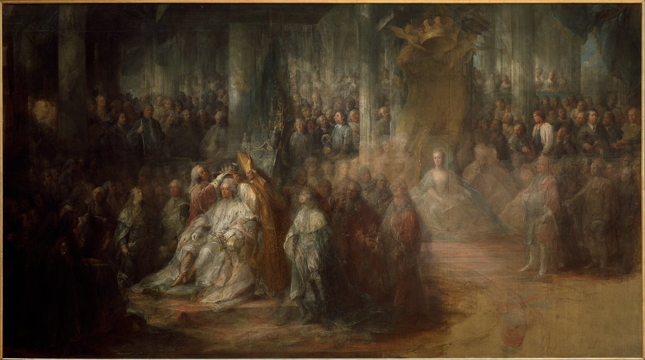 Švédsky: Korunovace Gustava III. Nedokončeno
 Korunovace švédského krále Gustava III. Nedokončeno od Carl Gustaf Pilo