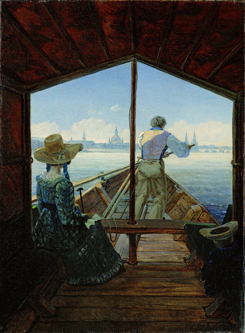 Gondola na Labi u Drážďan od Carl Gustav Carus