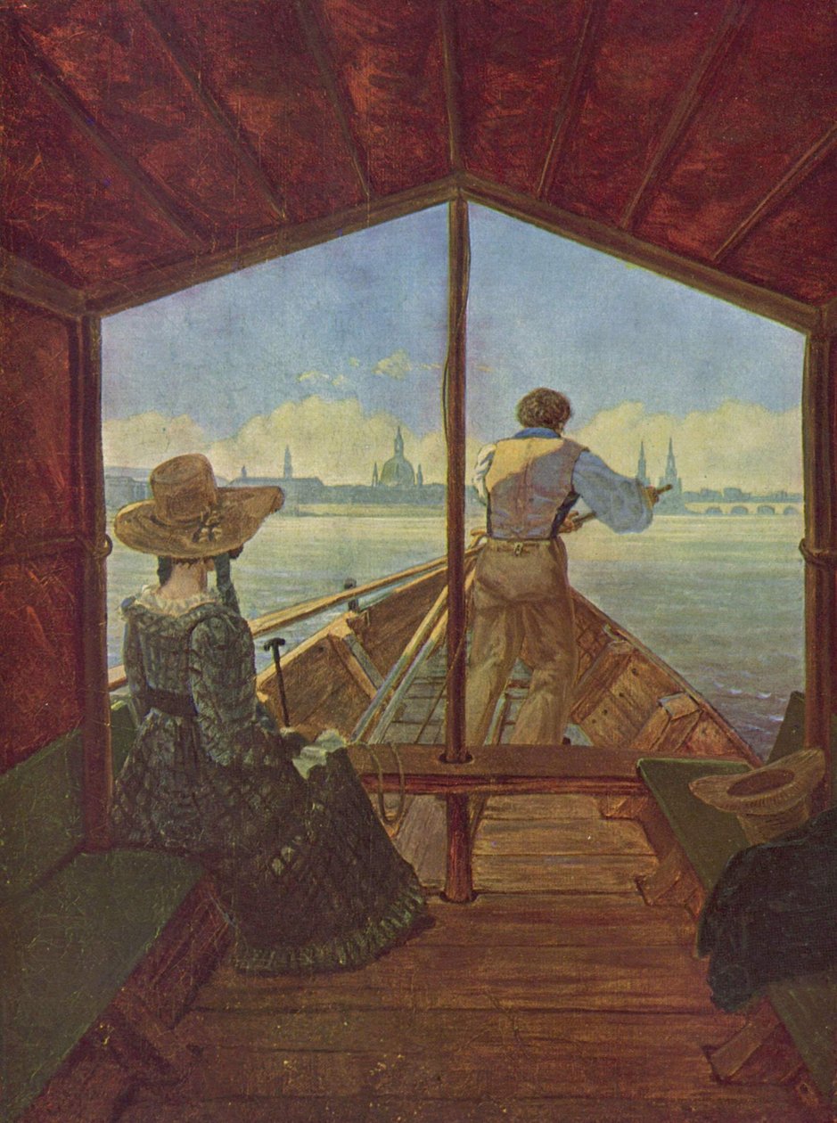Gondola na Labi u Drážďan od Carl Gustav Carus