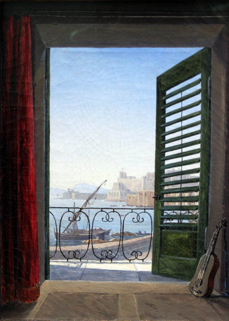 Němčina: Balkon v Neapoli Balkonový pokoj s výhledem na Neapolský záliv od Carl Gustav Carus