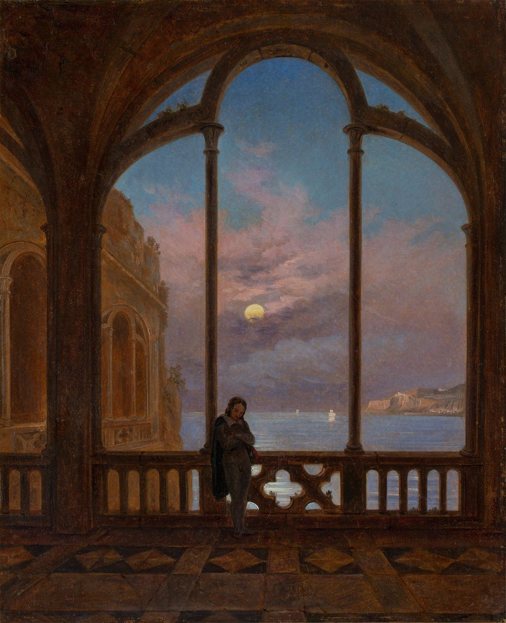 Německy: Vzpomínka na Neapol (Měsíční noc nad Středozemním mořem) od Carl Gustav Carus