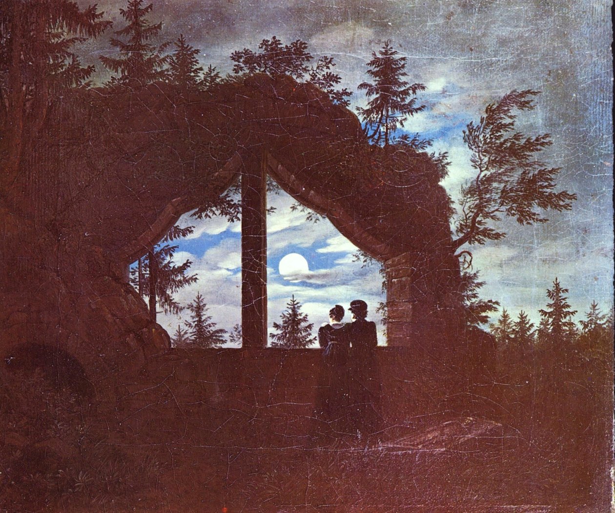 Německy: Okno v Oybinu za svitu měsíce od Carl Gustav Carus