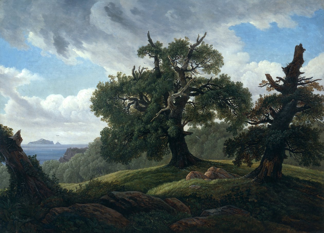 Vzpomínka na zalesněný ostrov v Baltském moři Duby u moře, 1835 od Carl Gustav Carus