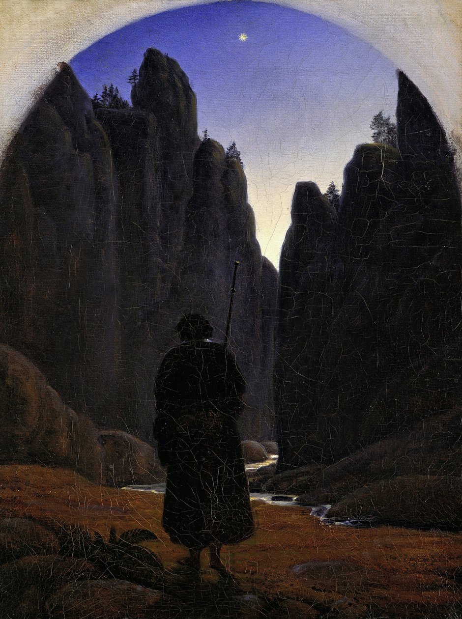 Pilgrim in a Rocky Valley, cca 1820 od Carl Gustav Carus