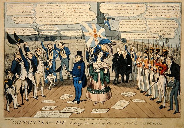 Kapitán Cla-nce přebírá velení nad lodí, britská ústava, publikovaná S.W. Flores od Carl H. Heath