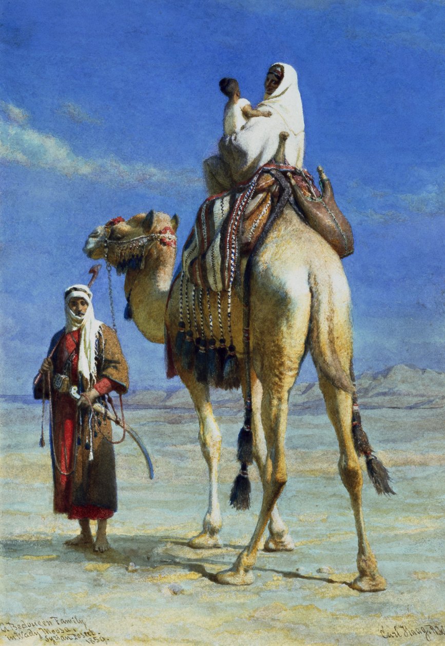 Bedouínská rodina ve Wady Mousa, Syrská poušť, 1859 od Carl Haag
