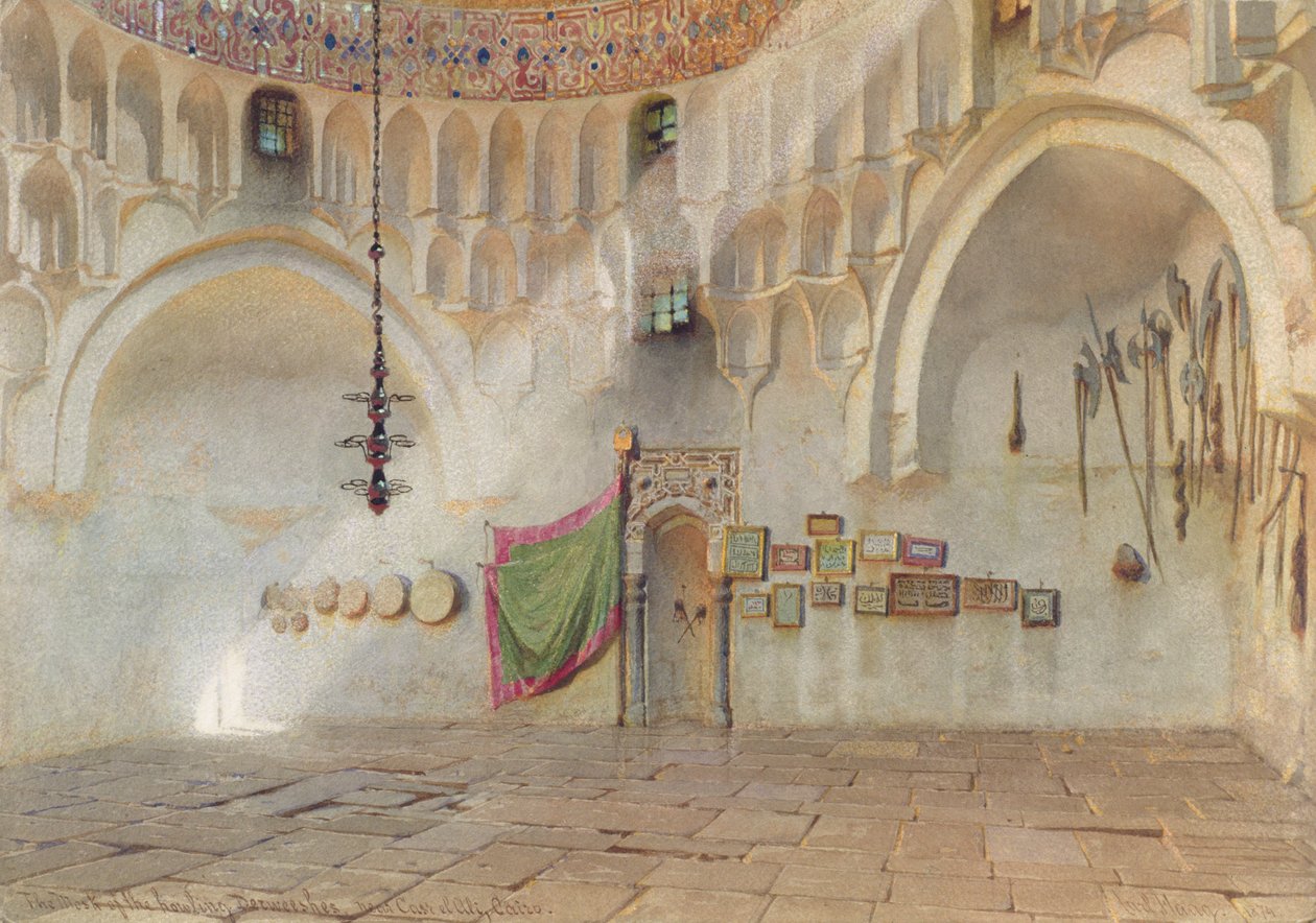 The Mosk of the Howling Derweeshes, poblíž Case el Ali, Káhira, 1874 (wc na papíře) od Carl Haag