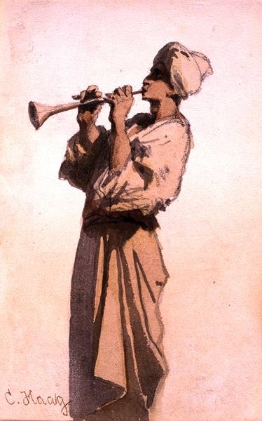 Zaklínač hadů (akvarel na papíře) od Carl Haag