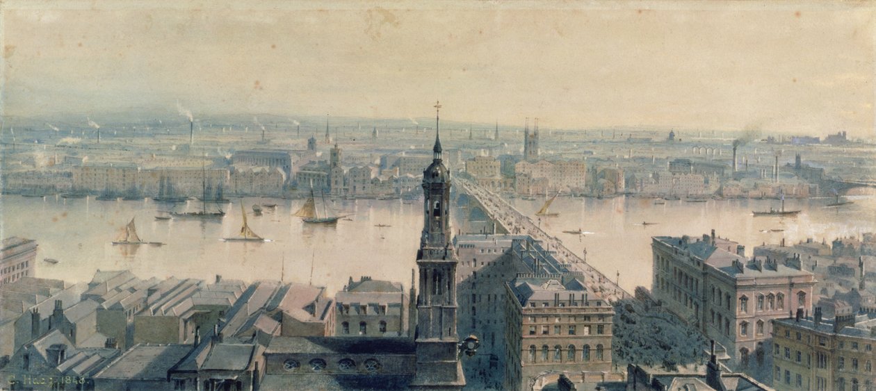 Pohled na Londýn z Monumentu při pohledu na jih, 1848 od Carl Haag
