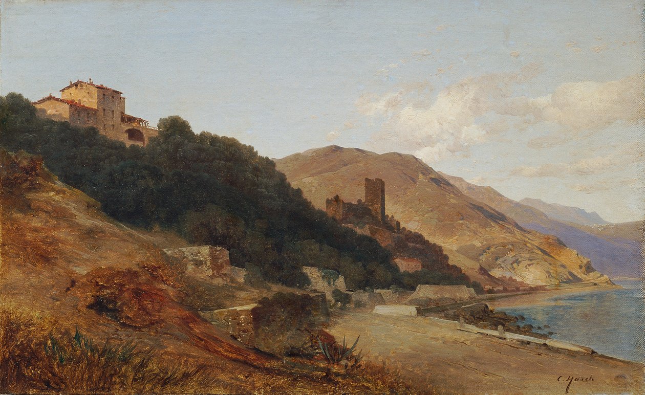 Italská večerní krajina (podzimní večer na Riviéře u Bordighery) od Carl Hasch