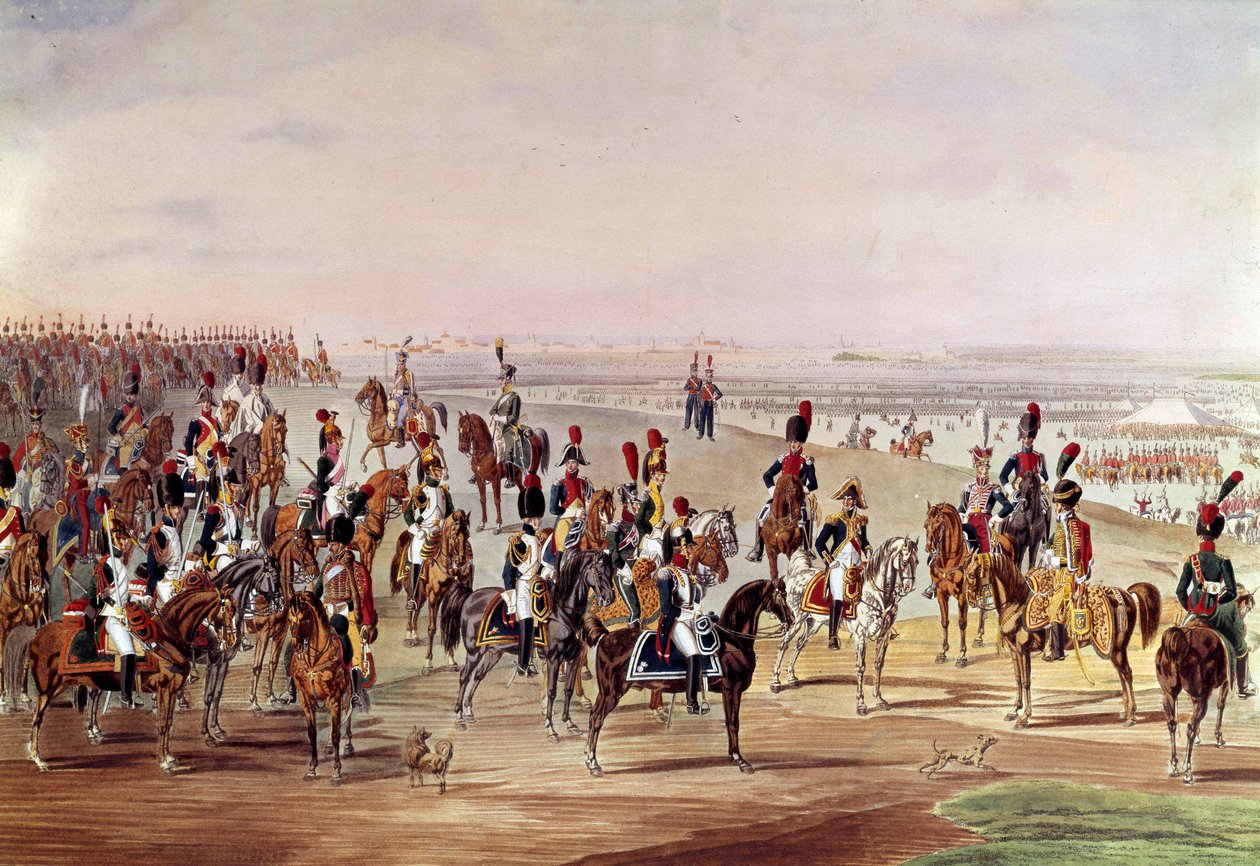 Obecný obrázek francouzského jezdectva, cca 1809 Ilustrace Carl-Heinrich Rahl (1779-1843) podle Wilhema von Kobella (1766-1855). Ztlumit. 0,49x0,7m. Paříž, Musee de l