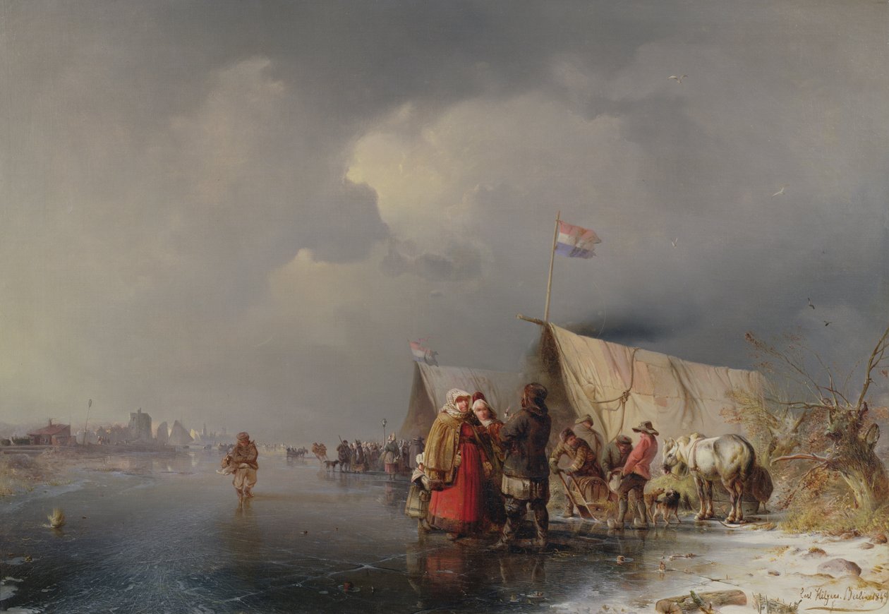 Nizozemský tábor na ledě, 1849 od Carl Hilgers
