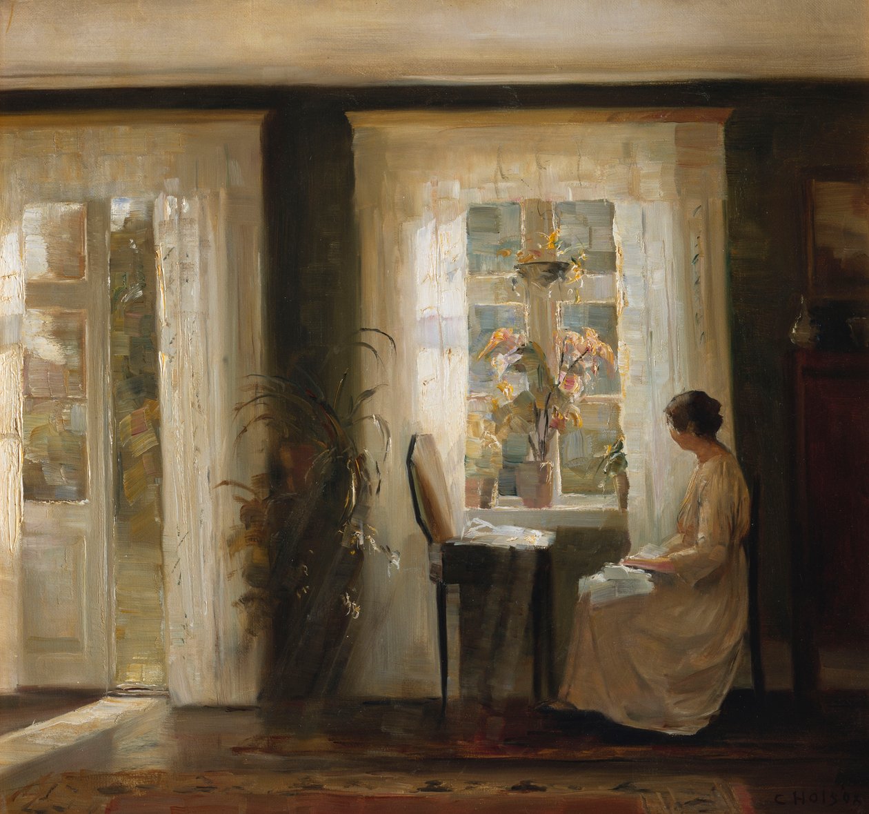 Žena u slunečného okna (olej na plátně) od Carl Holsoe