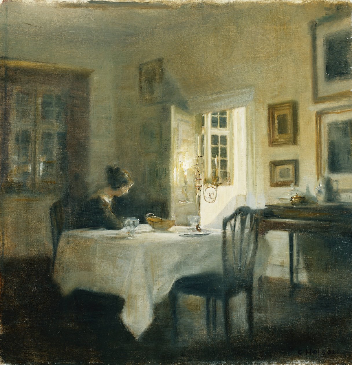 Žena u stolu v jídelně od Carl Holsoe