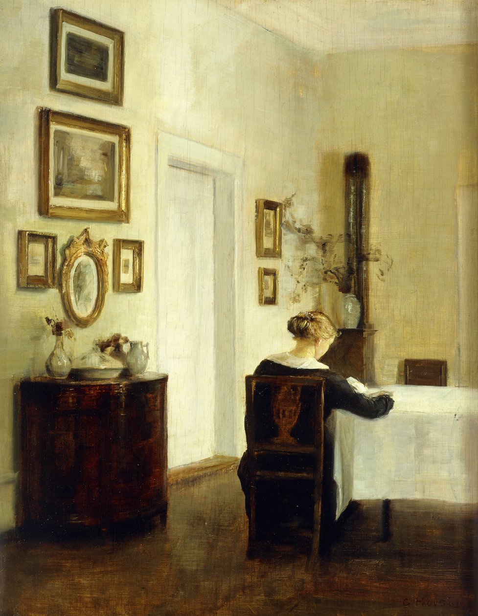 Žena u stolu v interiéru od Carl Holsoe
