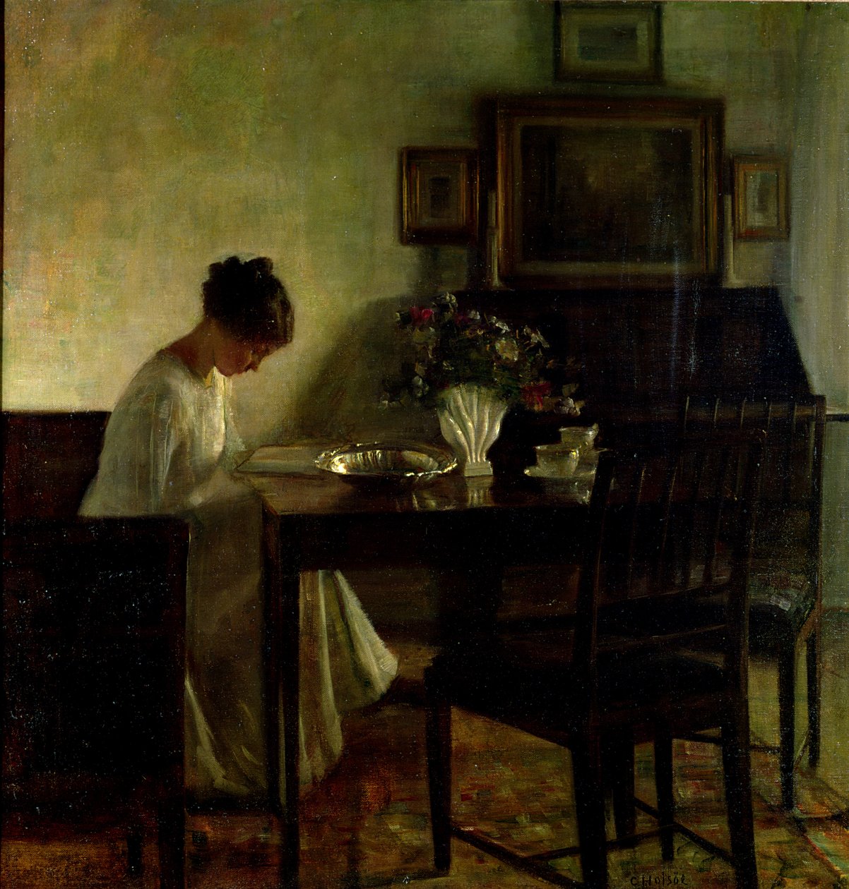 Dívka čtení v interiéru od Carl Holsoe