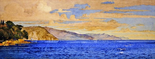Santa Margherita a Aegeri Sea (akvarel na papíře) od Carl Johan Forsberg