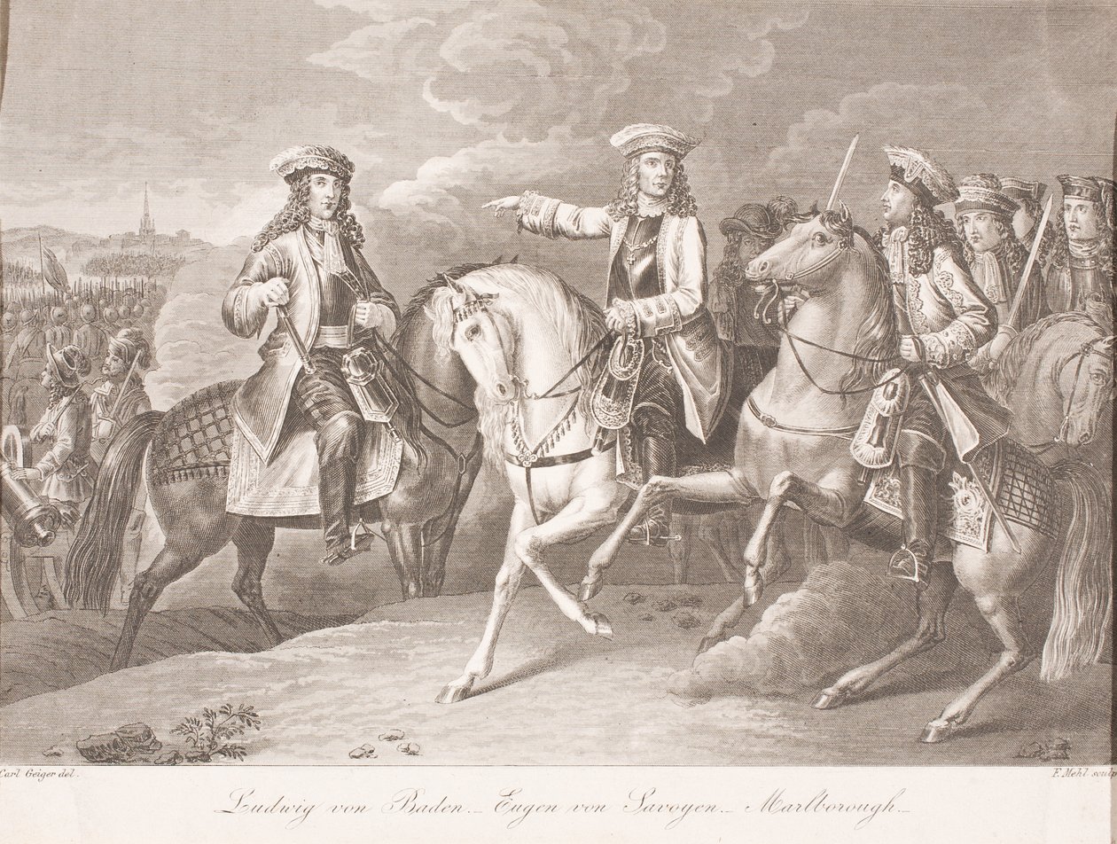 Markrabě Ludwig Wilhelm z Baden-Badenu, princ Evžen Savojský a John Churchill, vévoda z Marlborough od Carl Joseph Geiger