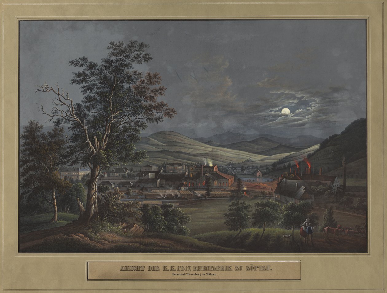 Pohled na K. K. Private Iron Factory v Zöptau od Carl Julius Rieden