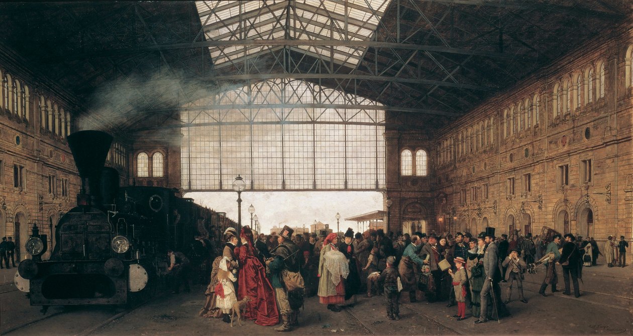 Příjezd vlaku na vídeňské severozápadní nádraží par Karl Karger (1848-1913) od Carl Karger