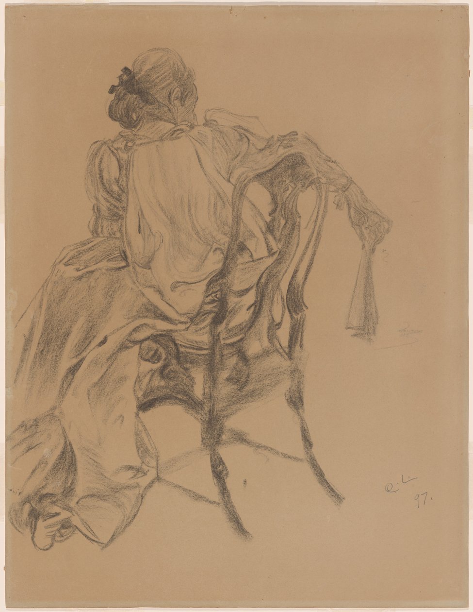 Elegantní dáma z osmnáctého století s vějířem od Carl Larsson