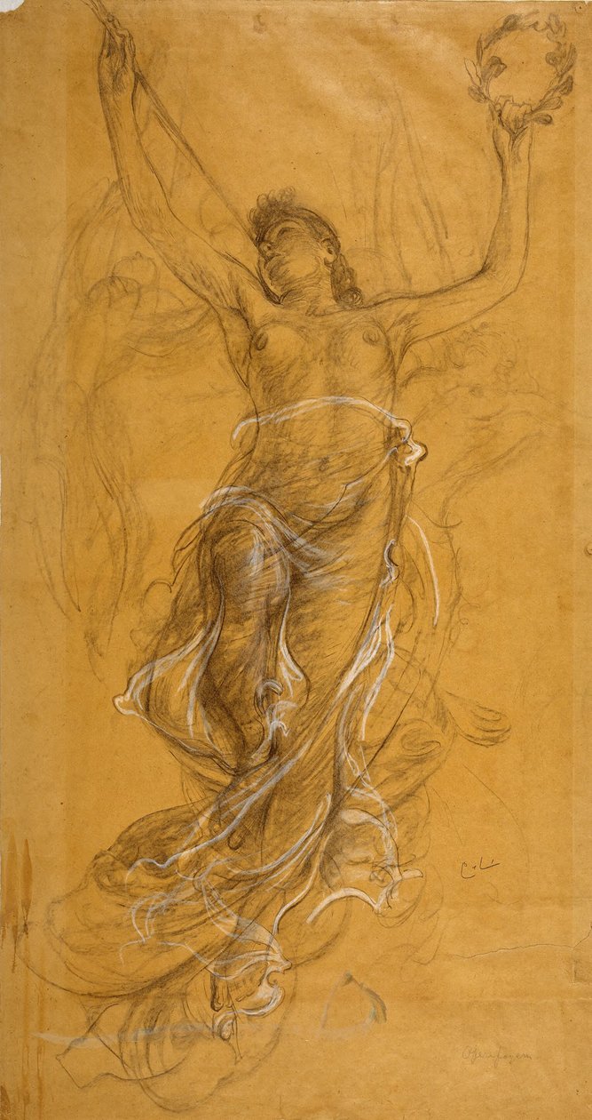 Trompetenblasende Frau. Studie für die Decke im Opernfoyer od Carl Larsson