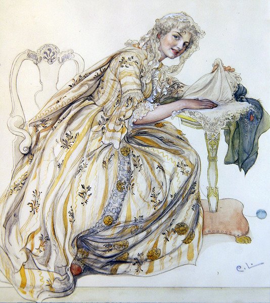 Vánoční dekorace (akvarel na papíře) od Carl Larsson