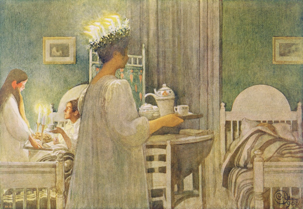 Vánoční ráno, hospoda. v "Last Licht Hinten" ("Let in More Light"), 1908 od Carl Larsson