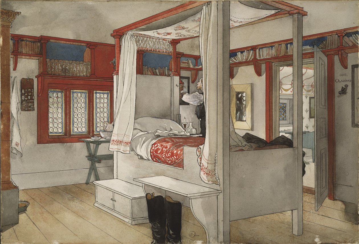 Daddys Room, ze série A Home, kolem roku 1895 (wc na papíře) od Carl Larsson