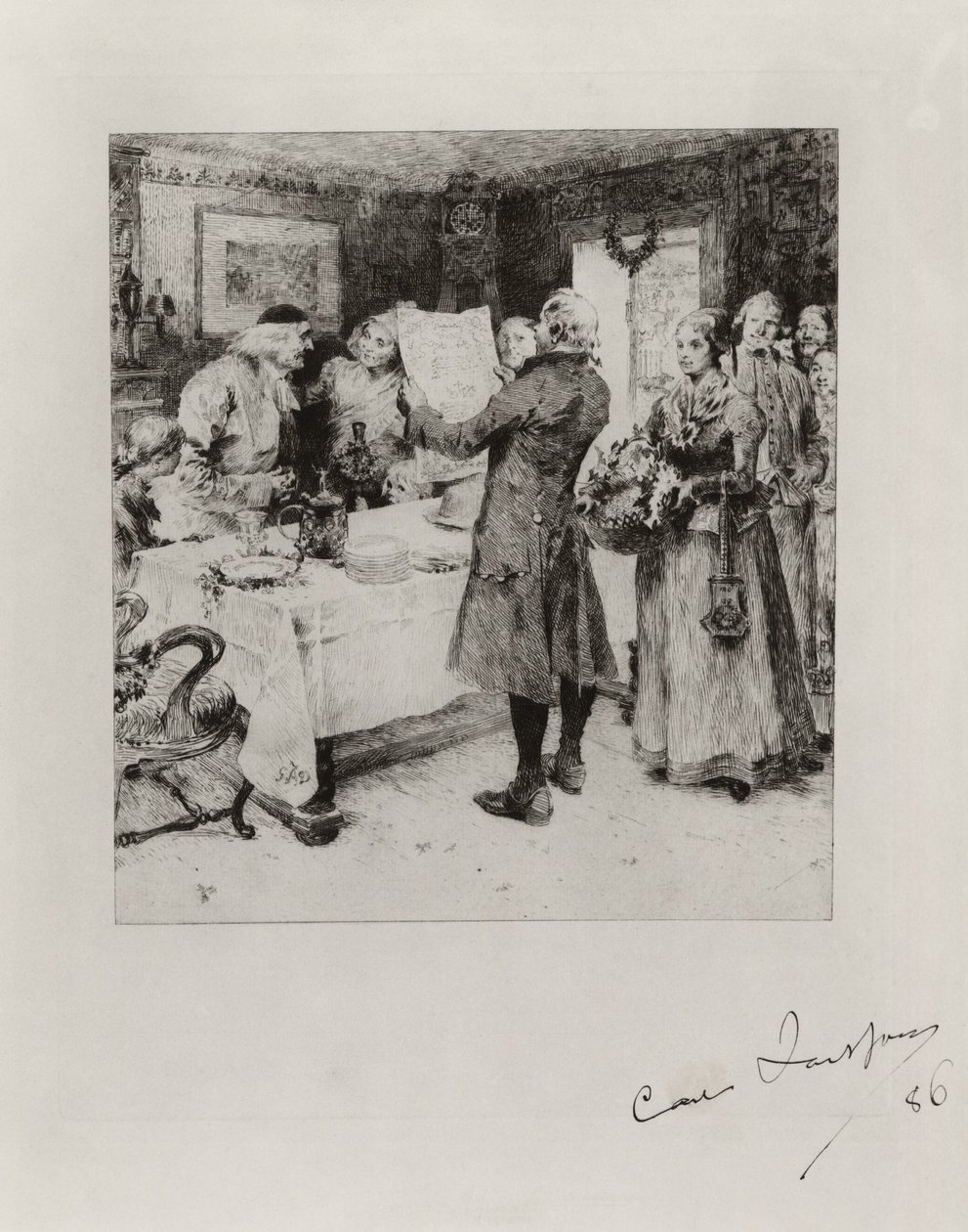 „Veselá slavnost“. Ilustrace k básni Anny Marie Lenngrenové. Stav I od Carl Larsson