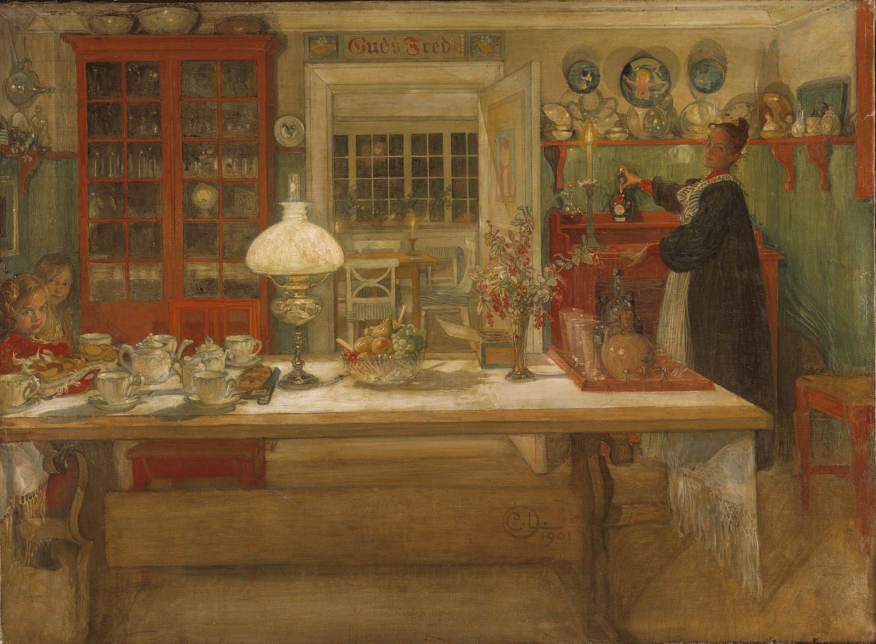 Příprava na hru od Carl Larsson