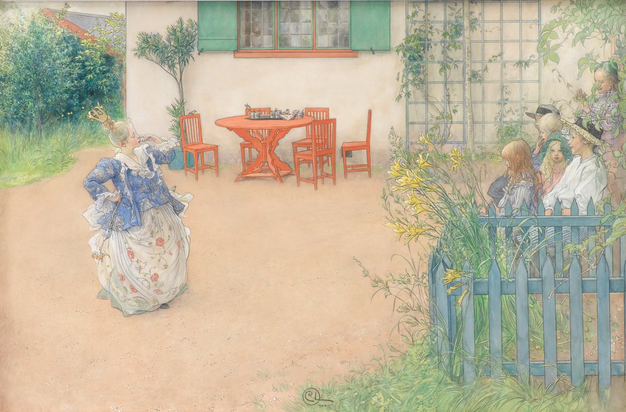 Lisbeth jako zlá princezna v pohádce "Fågel Blå" od P.D.A. Atterbom od Carl Larsson