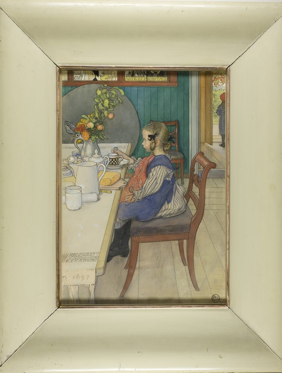Smutná snídaně Little Lie-A-Bed od Carl Larsson