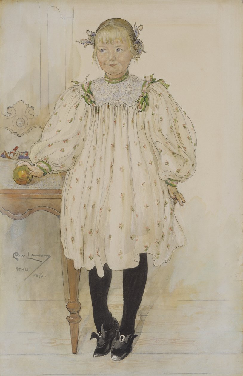 Martha Winslow jako dívka, 1896 (wc na papíře) od Carl Larsson