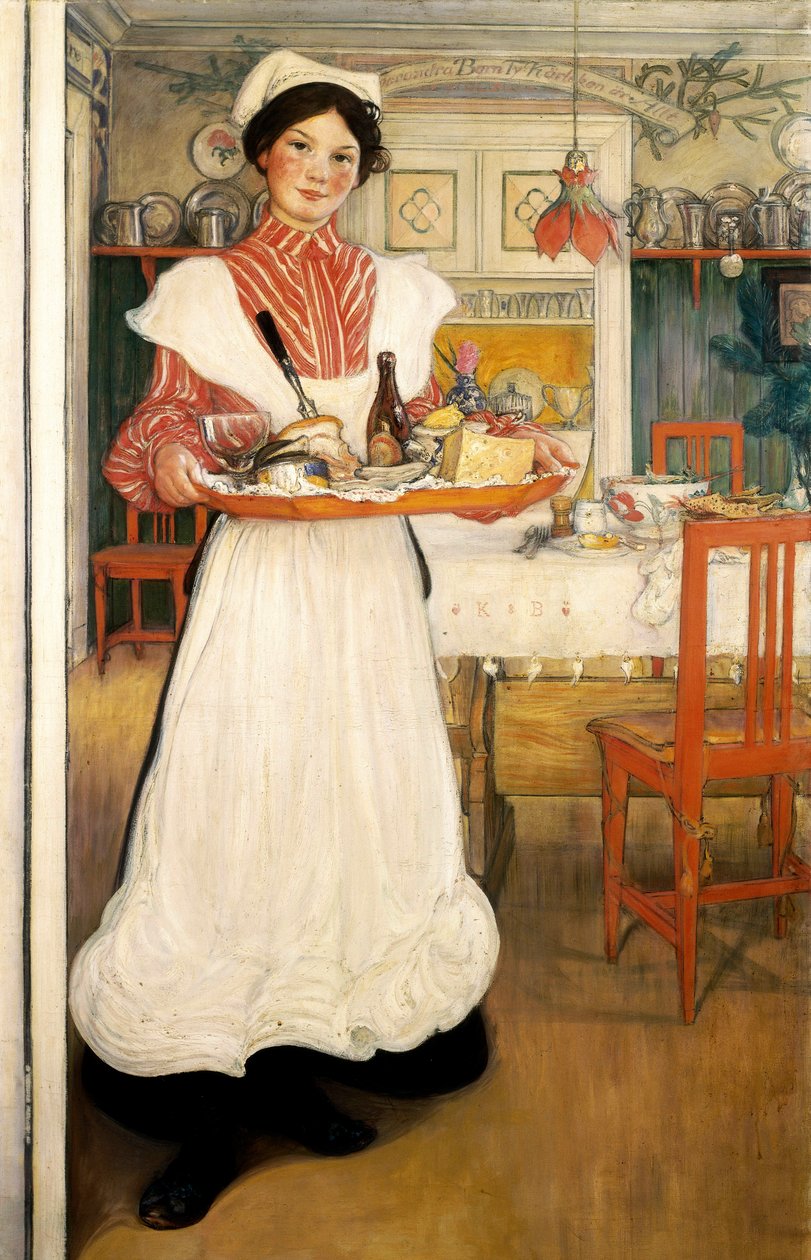 Martina nesoucí snídani na podnose od Carl Larsson