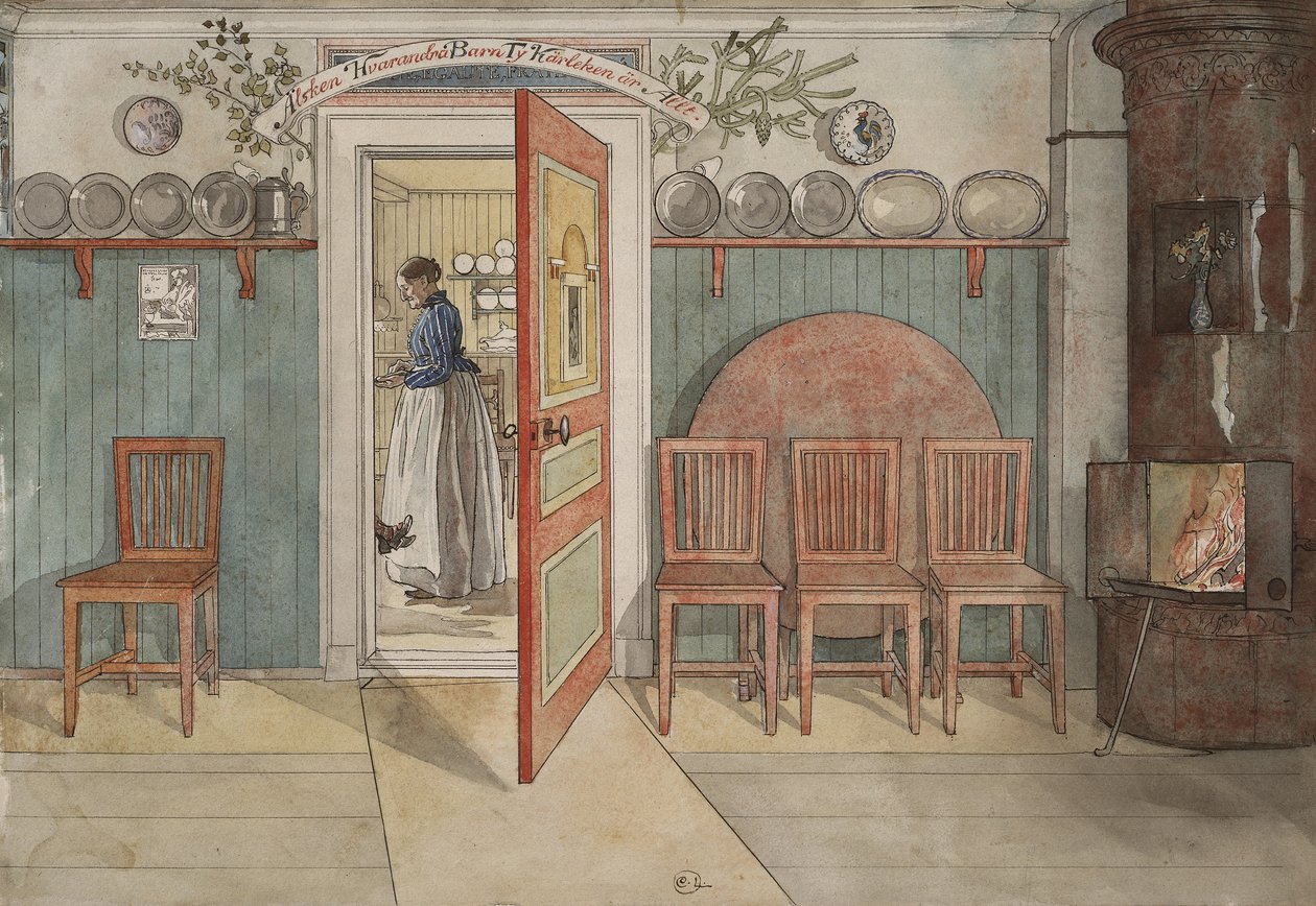 Stará Anna, ze série A Home, kolem roku 1895 (wc na papíře) od Carl Larsson
