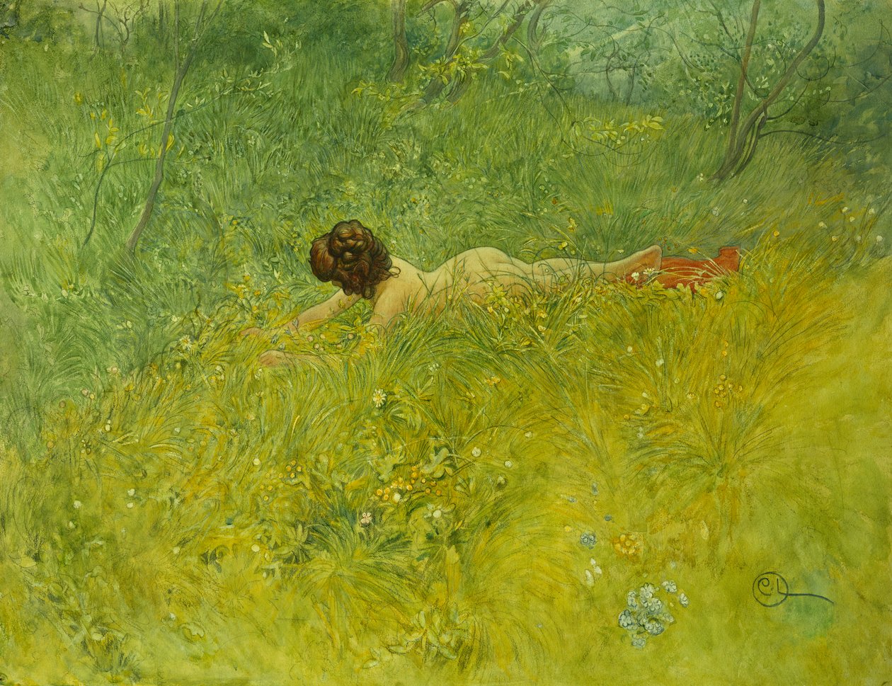 Na trávě; I Grongraset, 1902 od Carl Larsson