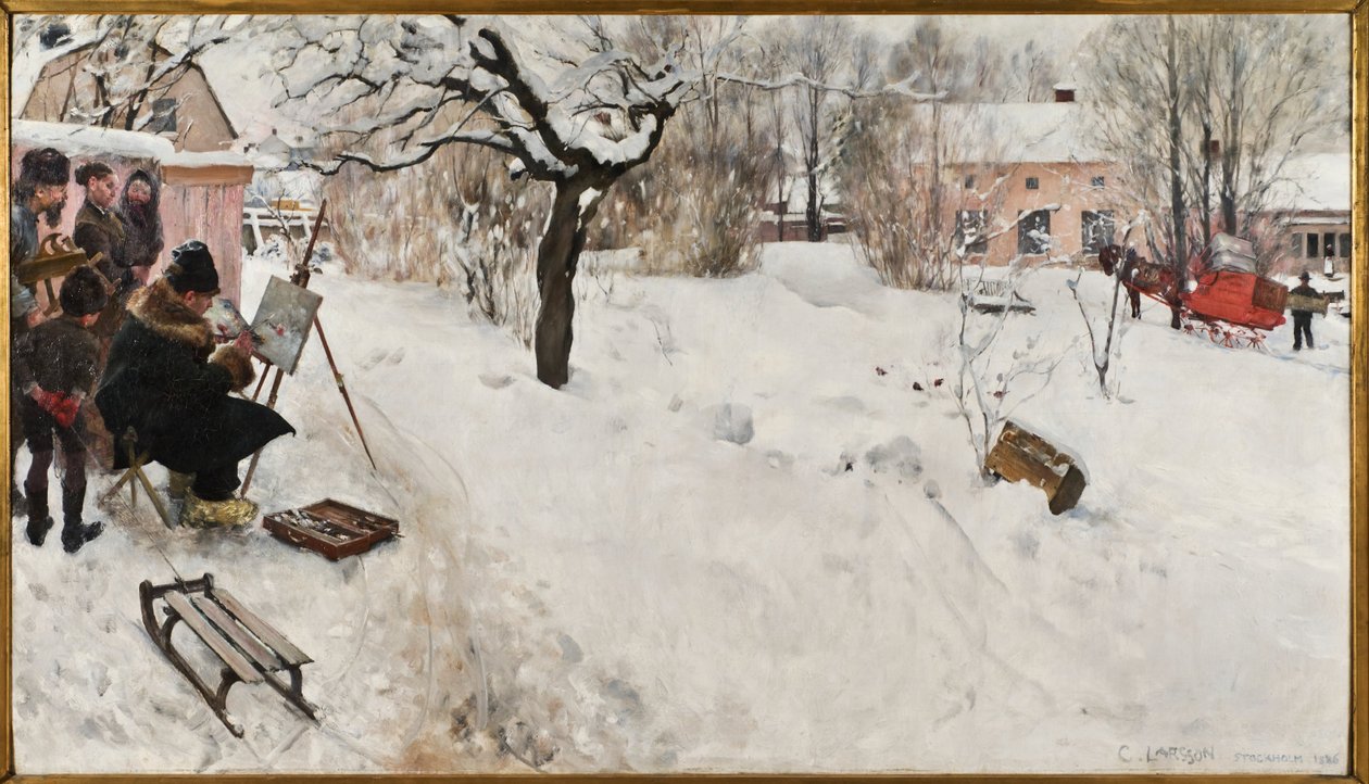 Malíř pod širým nebem. Zimní motiv z Åsögatan 145, Stockholm od Carl Larsson