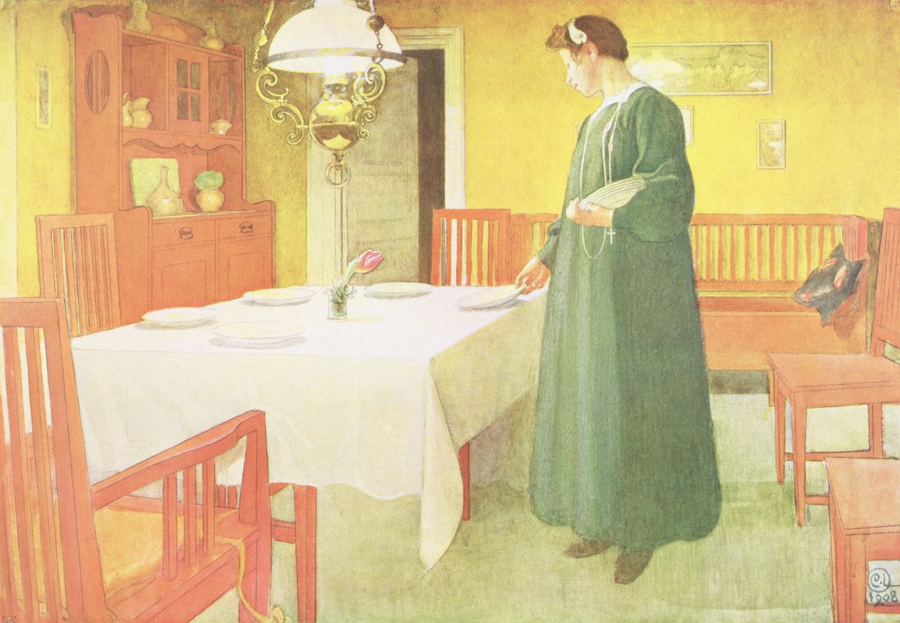 Školní domácnost, Jídelní scéna, hospoda. v "Last Licht Hinten" ("Let in More Light"), 1908 od Carl Larsson