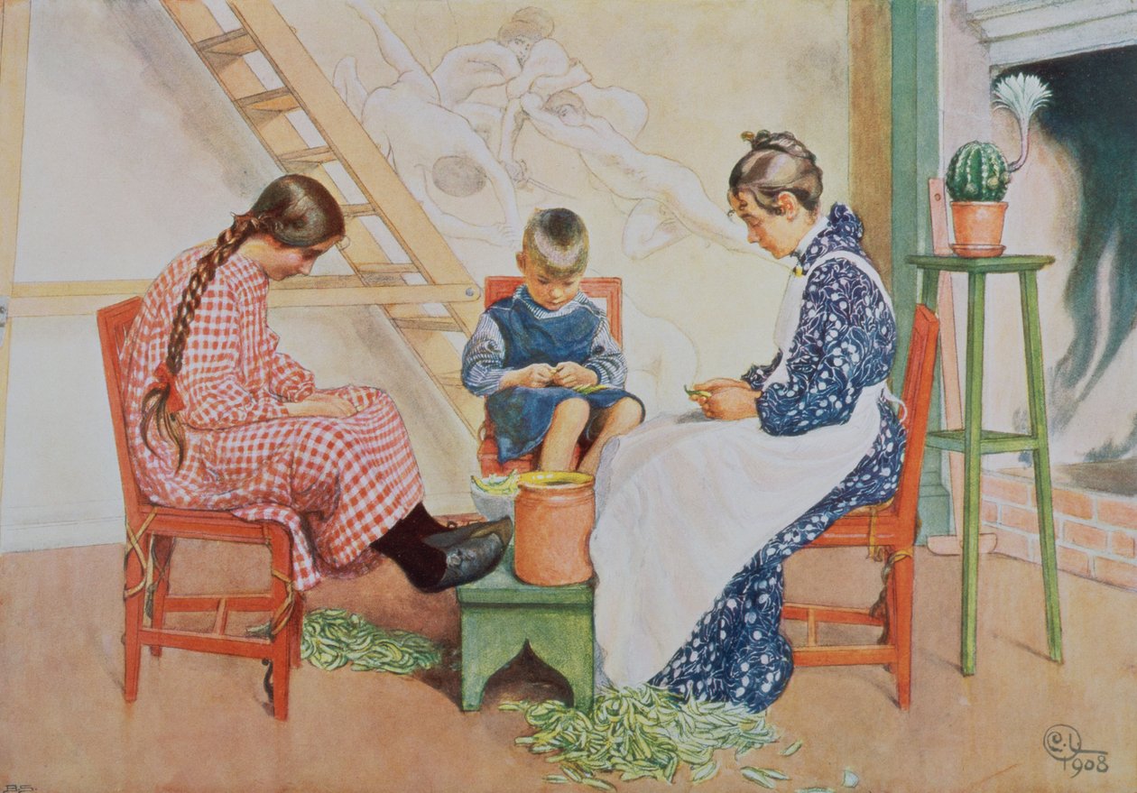 Shelling Peas, hospoda. v "Last Licht Hinten" ("Let in More Light"), 1909 od Carl Larsson