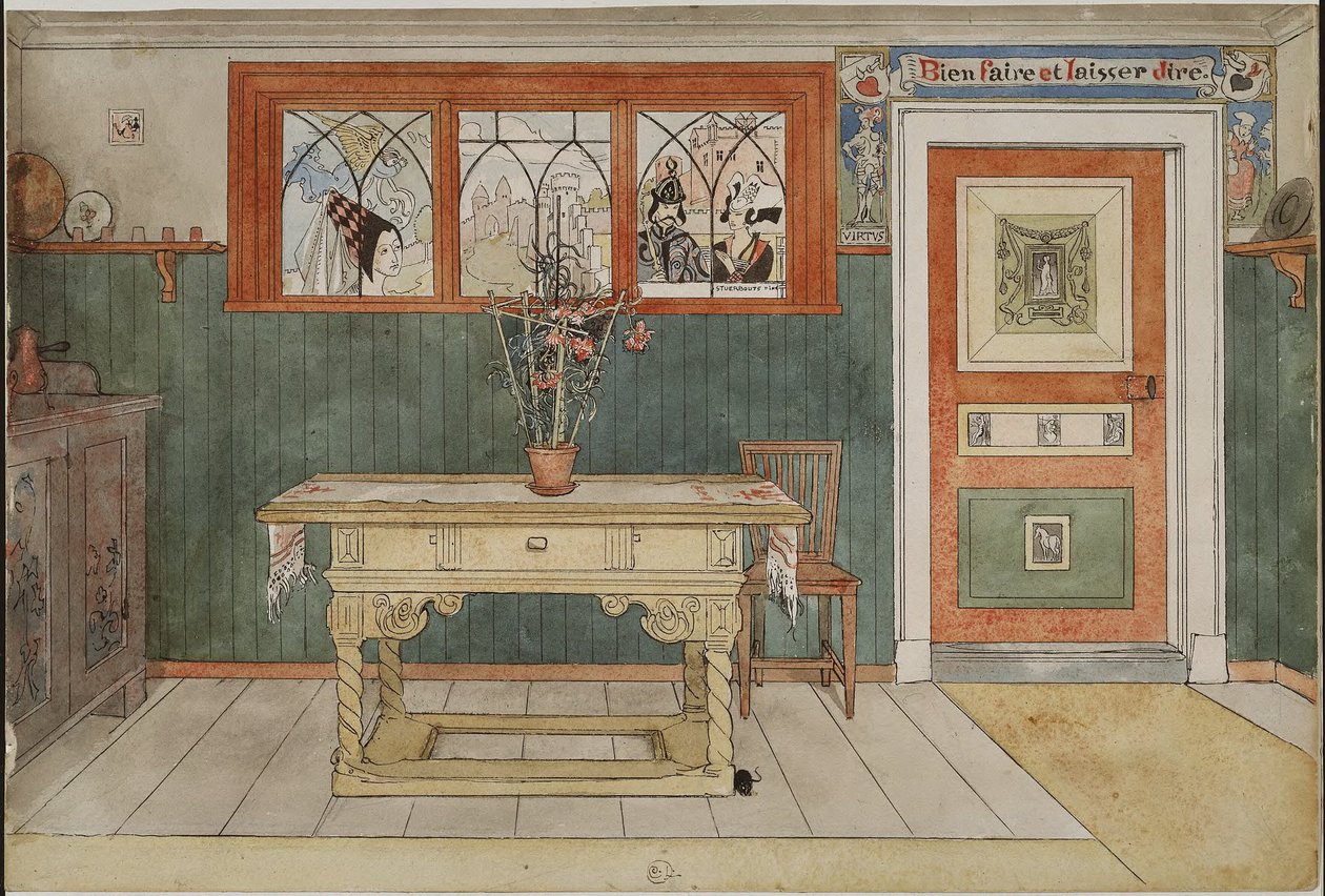 Jídelna. Z díla "Domov" (26 akvarelů) od Carl Larsson