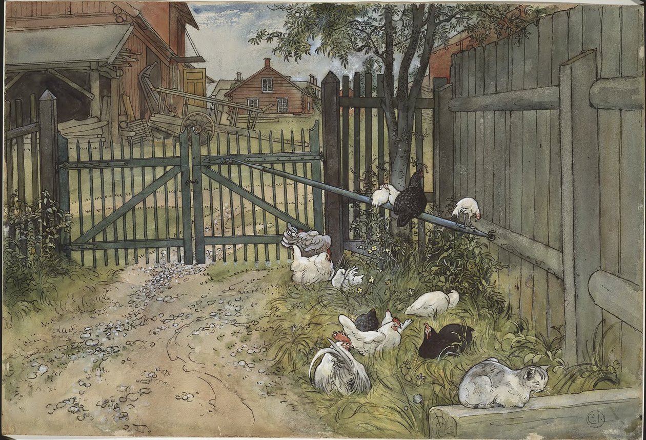 Brána. Z díla Domov (26 akvarelů) od Carl Larsson