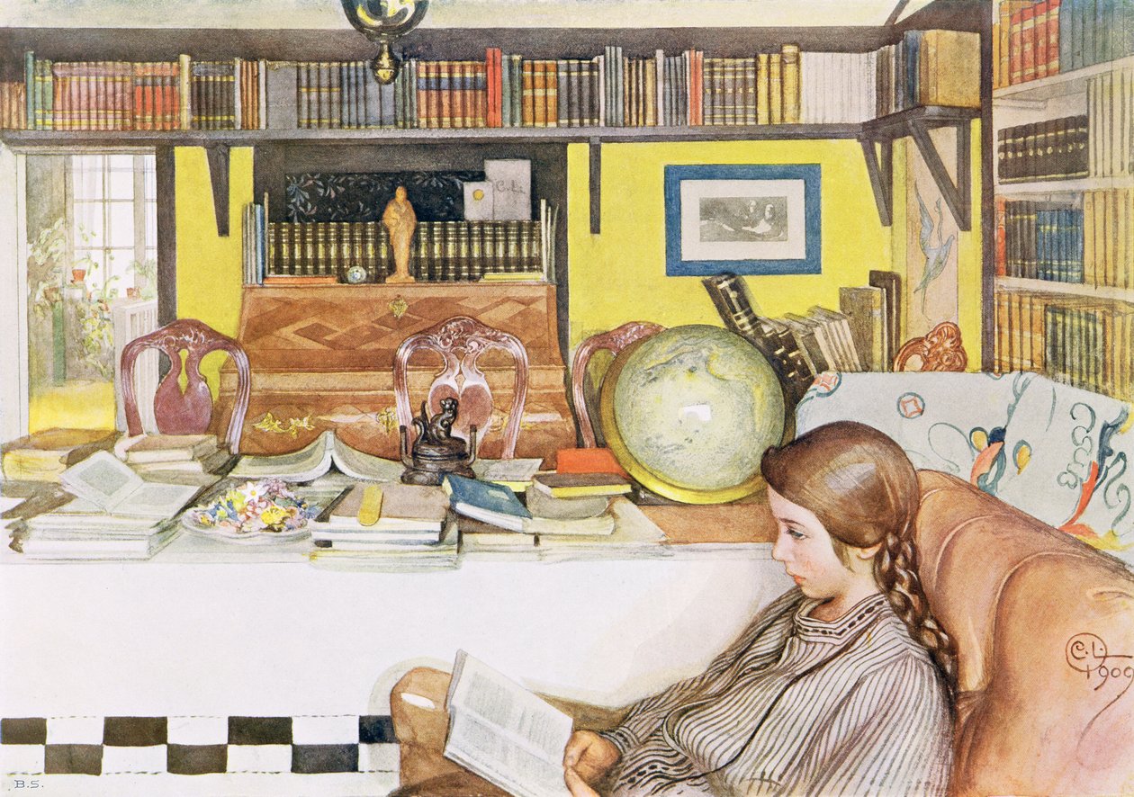 Čítárna, hospoda. v "Last Licht Hinten" ("Let in More Light"), 1909 od Carl Larsson