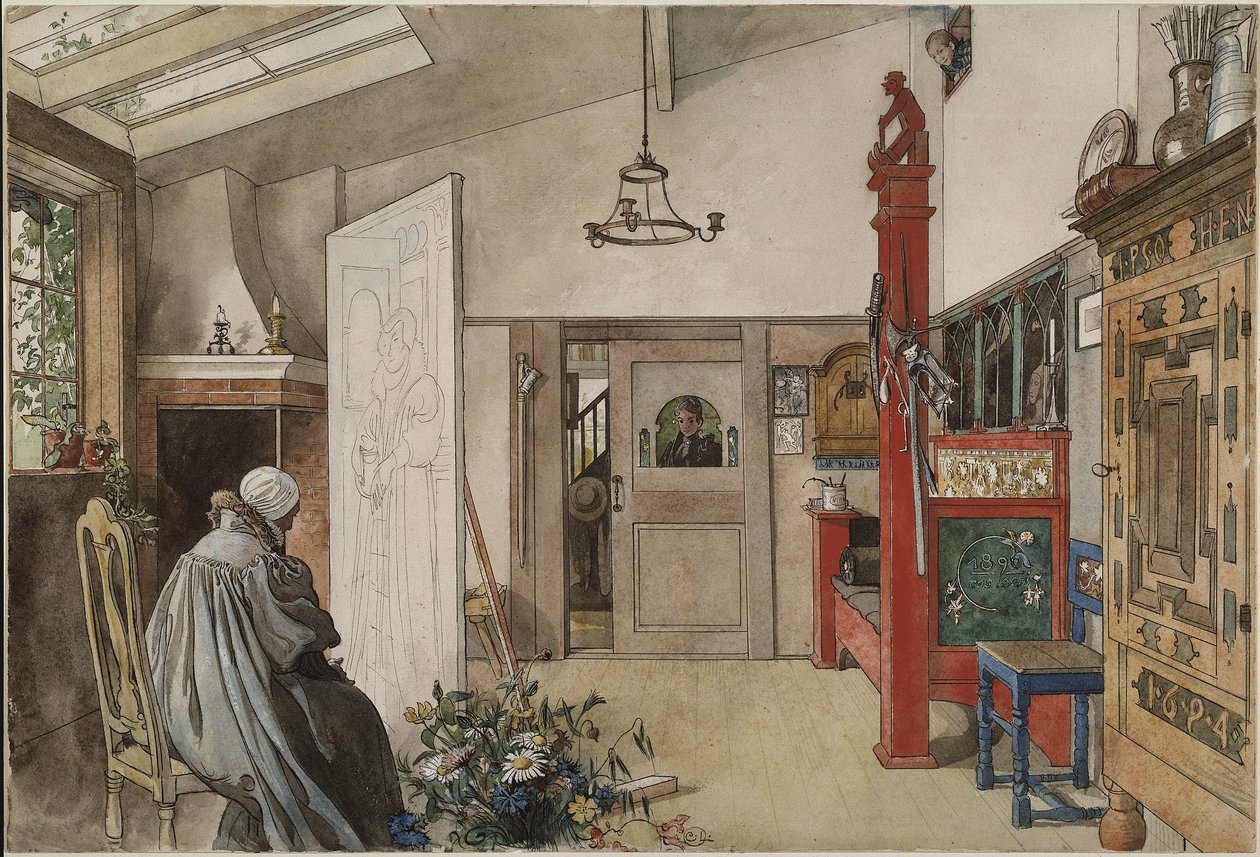 Studio, ze série A Home, kolem roku 1895 (wc na papíře) od Carl Larsson