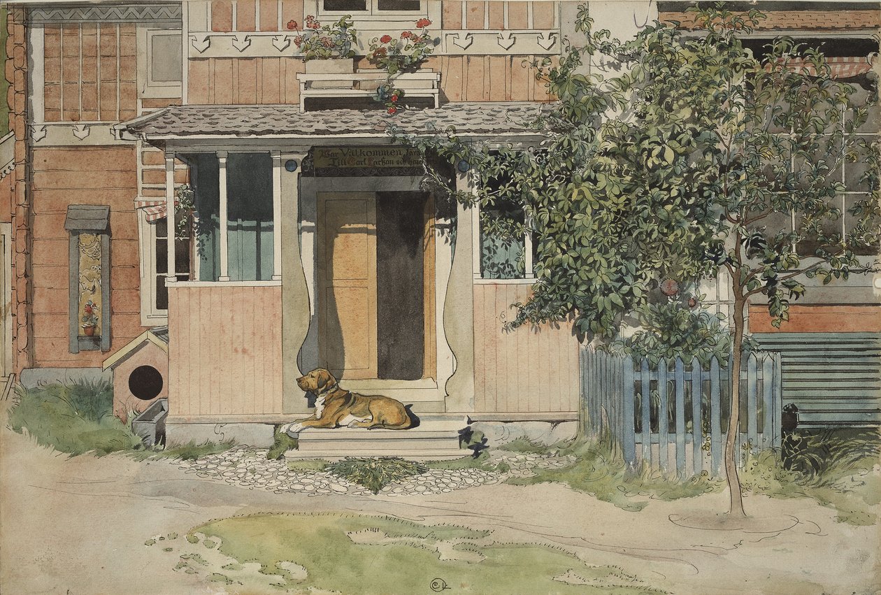 Veranda, ze série A Home, kolem roku 1895 (wc na papíře) od Carl Larsson